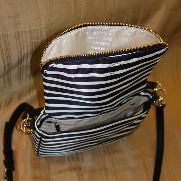 Kate Spade Black and White Stripes Nylon Devin - Picture 7 of 8
